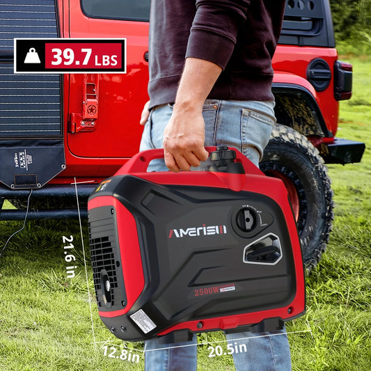 Super Quiet 2500/3800/5000-Watt Gas Powered Portable Inverter Generator with CO Sensor - Ideal for Home Use, Camping, and Outdoo