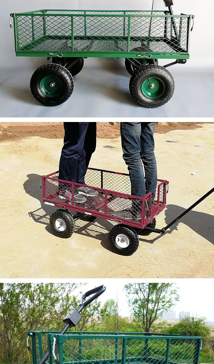 Gardening Trolleys Foldable Hand Cart Luggage Portable Four Wheel