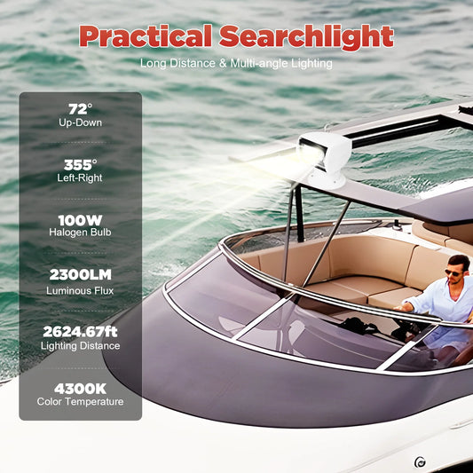 Boat Marine Searchlight| Multi-angled And Long-range Lighting Remote Control | DC 12V