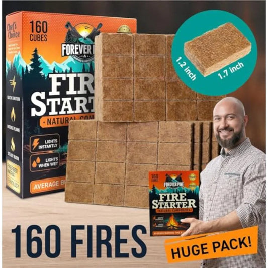 Fire Starter Cubes 160 pcs Waterproof Odorless Squares