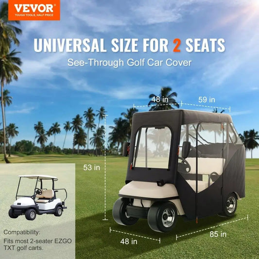 GOLF Cart Enclosure, 600D Polyester Driving Enclosure with 4-Sided Transparent Windows,