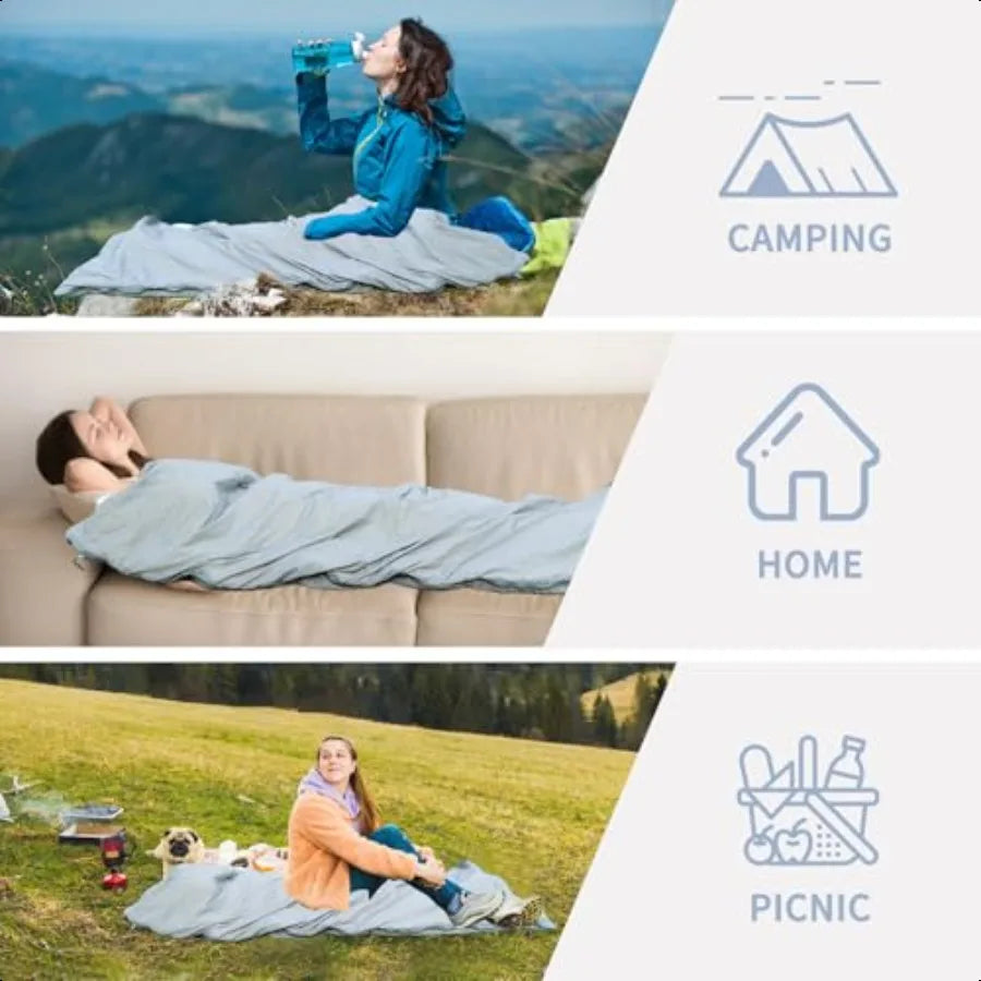 Ultralight Backpacking Sleeping Bag1.5lbs Waterproof 2Way Zipper for Teens Couples