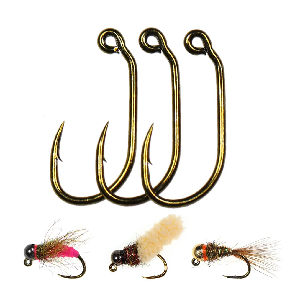 30pcs #10 #12# #14 #16 60°Angle Jig Hook Barbed High Carbon Steel Fly