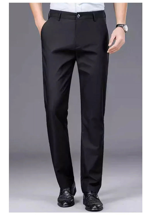 Male Pants Stretch Black Smart Casual Men's Trousers Quick Dry