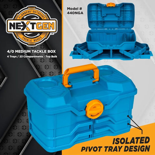 Medium Fishing Tackle Box with 4 Pivot Trays and 23 Compartments
