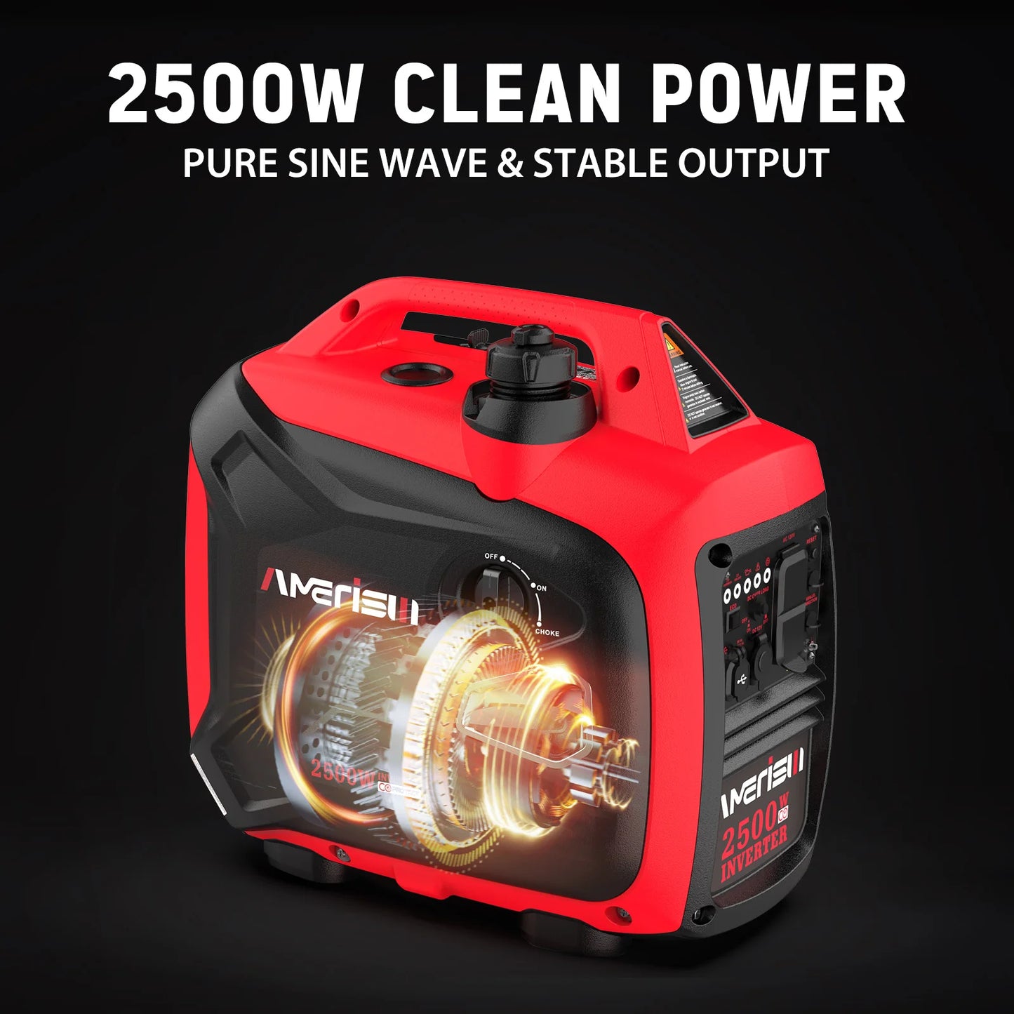Super Quiet 2500/3800/5000-Watt Gas Powered Portable Inverter Generator with CO Sensor - Ideal for Home Use, Camping, and Outdoo