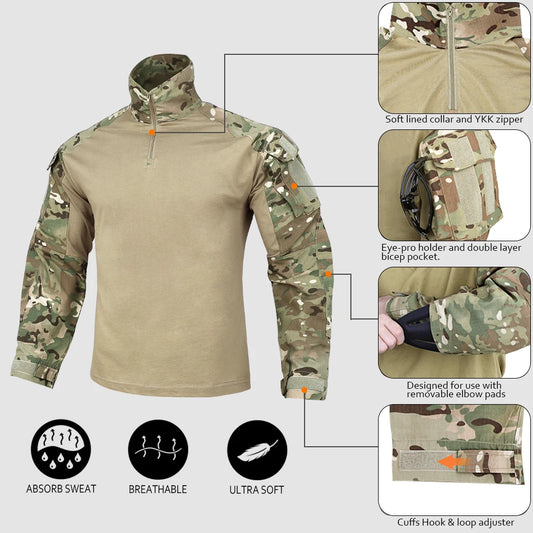 Shirt with Elbow Pads For Hunting Tops Tiger Stripes Shirts