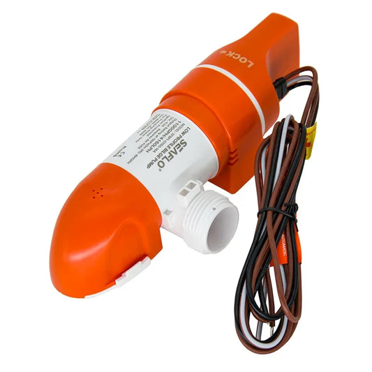12V 1100 GPH Automatic Low Profile Water Sensing Bilge Pump | Compact Design, Check Valves, 360° Discharge