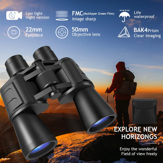180x100 Zoom Professional HD BAK4-Prism Powerful Binoculars Day Night Vision Long Range Outdoor Waterproof