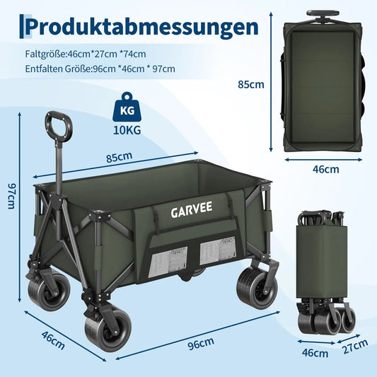 Camping Trolley Heavy Duty Portable Collapsible Festival Cart with All Terrain Wheels