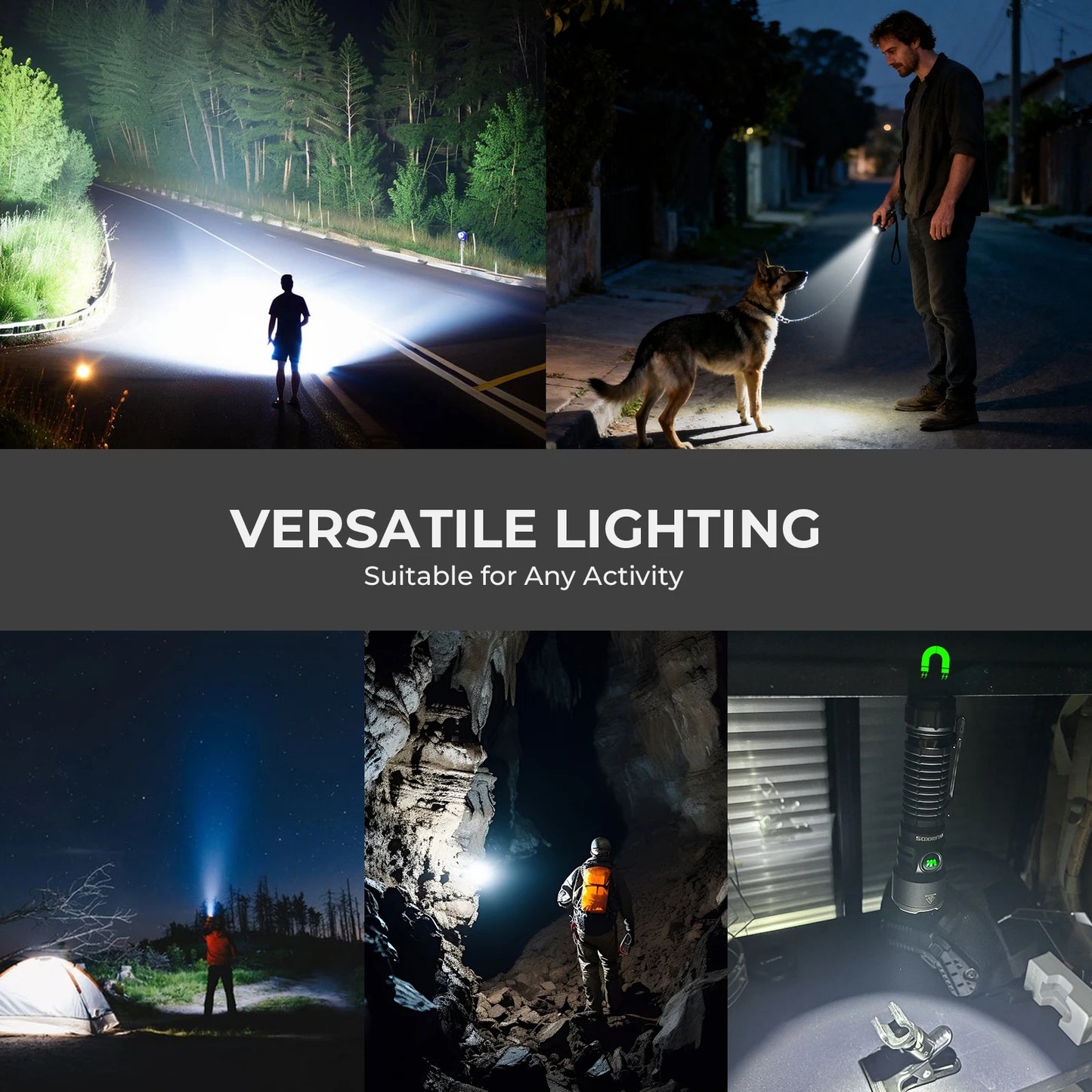 Flashlight 3200 lm Rechargeable 21700 Battery 506m Beam Distance Magnetic Tail Cap Self-Defense Flashlight