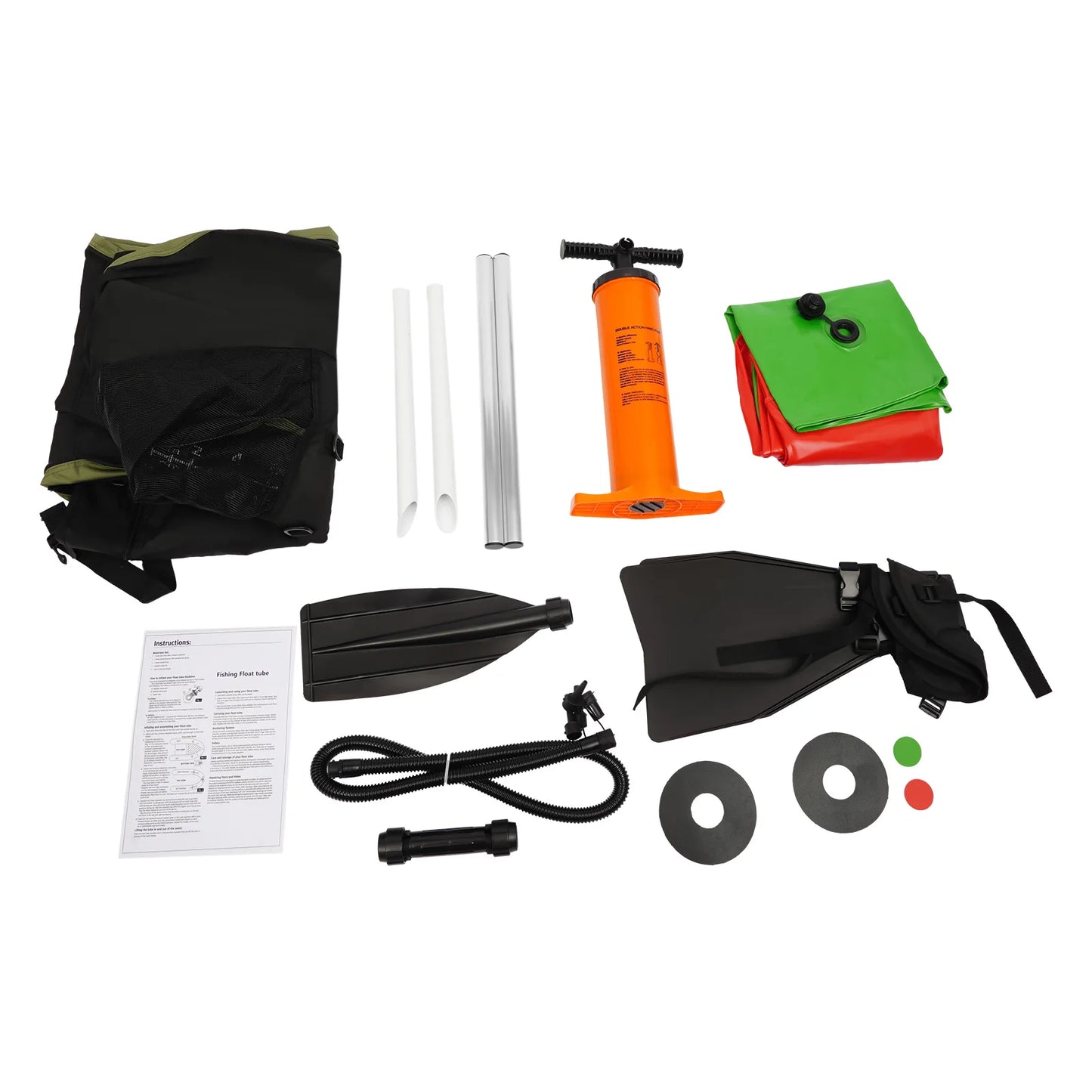 Inflatable Fishing Boat Waterproof Green 130kg/286.6lbs with Hand Air Pump for Fishing