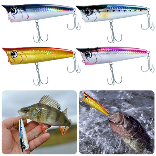 Floating Fishing Lure with Hook Topwater Bubble Baits 3D Eyes Minnow Popper Crank Baits