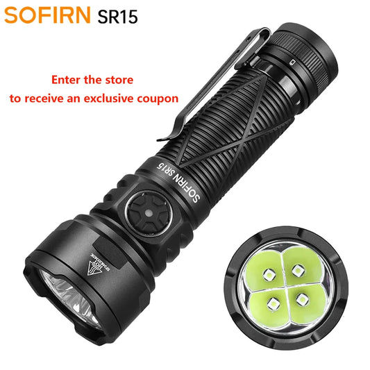 SOFIRN SR15 Rechargeable Flashlight 4500lm Super Bright Long Beam Distance EDC Torch for Camping Fishing