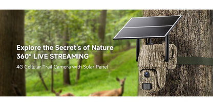 2 Pack 4G LTE Cellular Trail Cameras, Supports Cellular Data Plan, 360°Full View Live Video, 2K HD Game Camera with Solar Power,