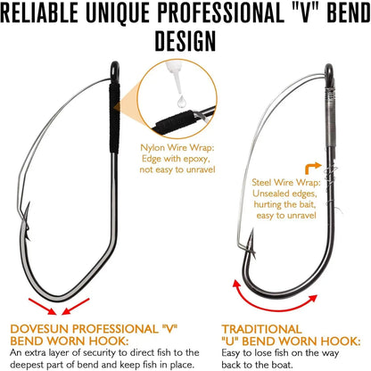 Weedless Worm Hooks 30PCS