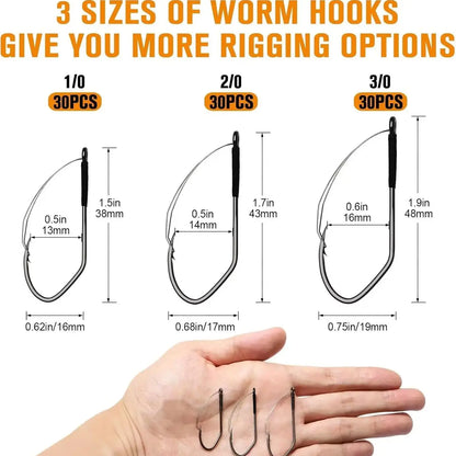 Weedless Worm Hooks 30PCS