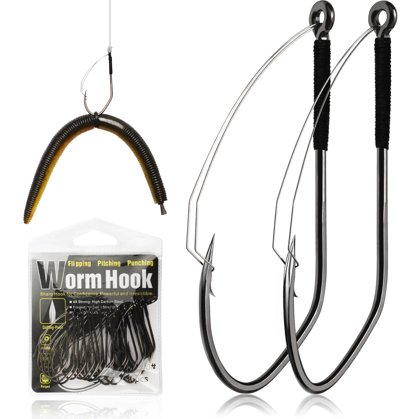 Weedless Worm Hooks 30PCS