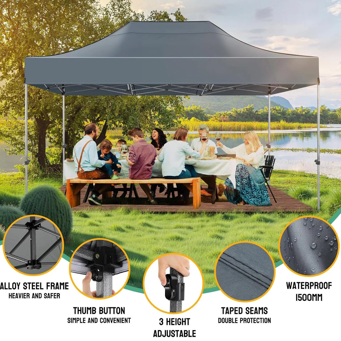Heavy Duty 10x15 Canopy Tent with 4 Removable Walls Waterproof