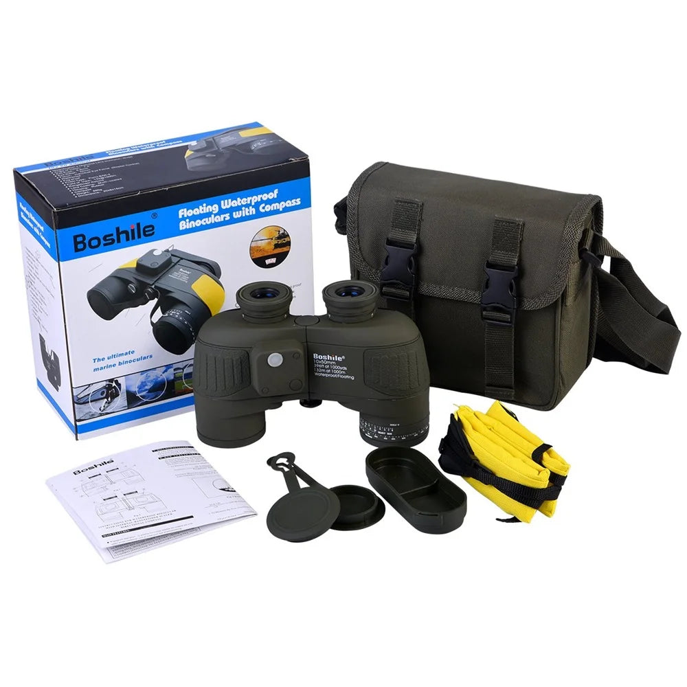 10x50 Binoculars with Rangefinder Compass BAK4 Prism FMC Lens eFogproof Waterproof Long Range