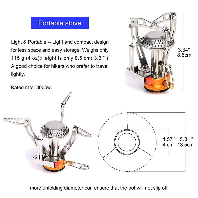 Camping Cookware Set Outdoor Tableware  Burner Stove Folding Knife Fork Portable Pot