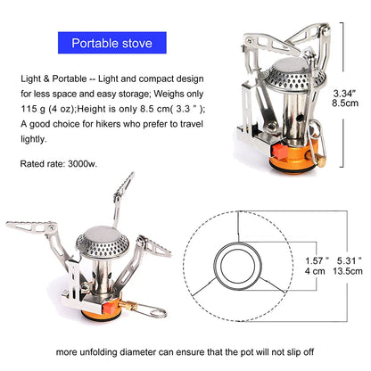 Camping Cookware Set Outdoor Tableware  Burner Stove Folding Knife Fork Portable Pot