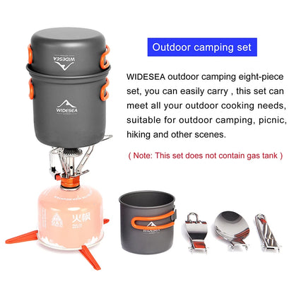 Camping Cookware Set Outdoor Tableware  Burner Stove Folding Knife Fork Portable Pot