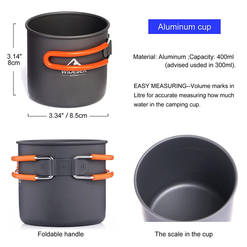 Camping Cookware Set Outdoor Tableware  Burner Stove Folding Knife Fork Portable Pot