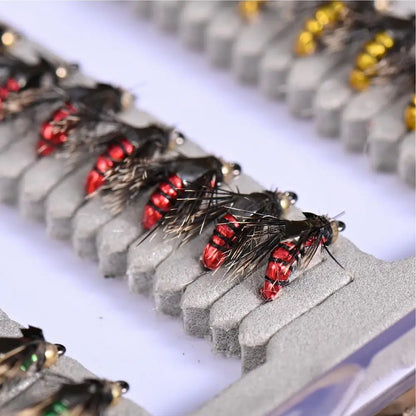 Fly Fishing Lure Kit 50X Artificial Fishing Baits With Storage Box Portable Fly Hook For Bass Trout Walleye Casual Activity Gear