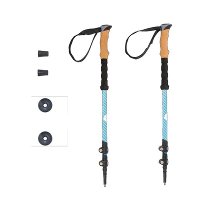 Lightweight Carbon Fiber Trekking Poles Quick Lock Adjustable - 2 Pack with Cork Grip