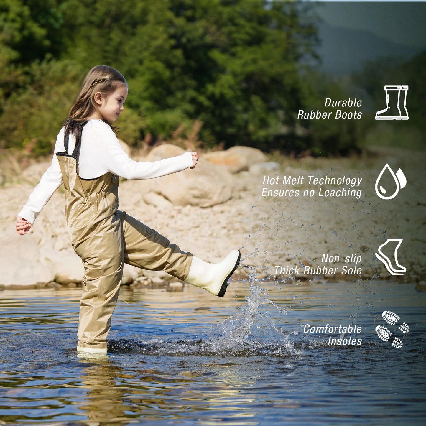 Chest Waders for Kids Waterproof Youth Waders for Hunting Fishing Waders with Boots for Children