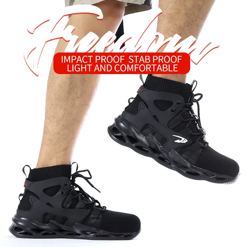 Fashionable breathable anti-smash and anti-puncture safety shoes