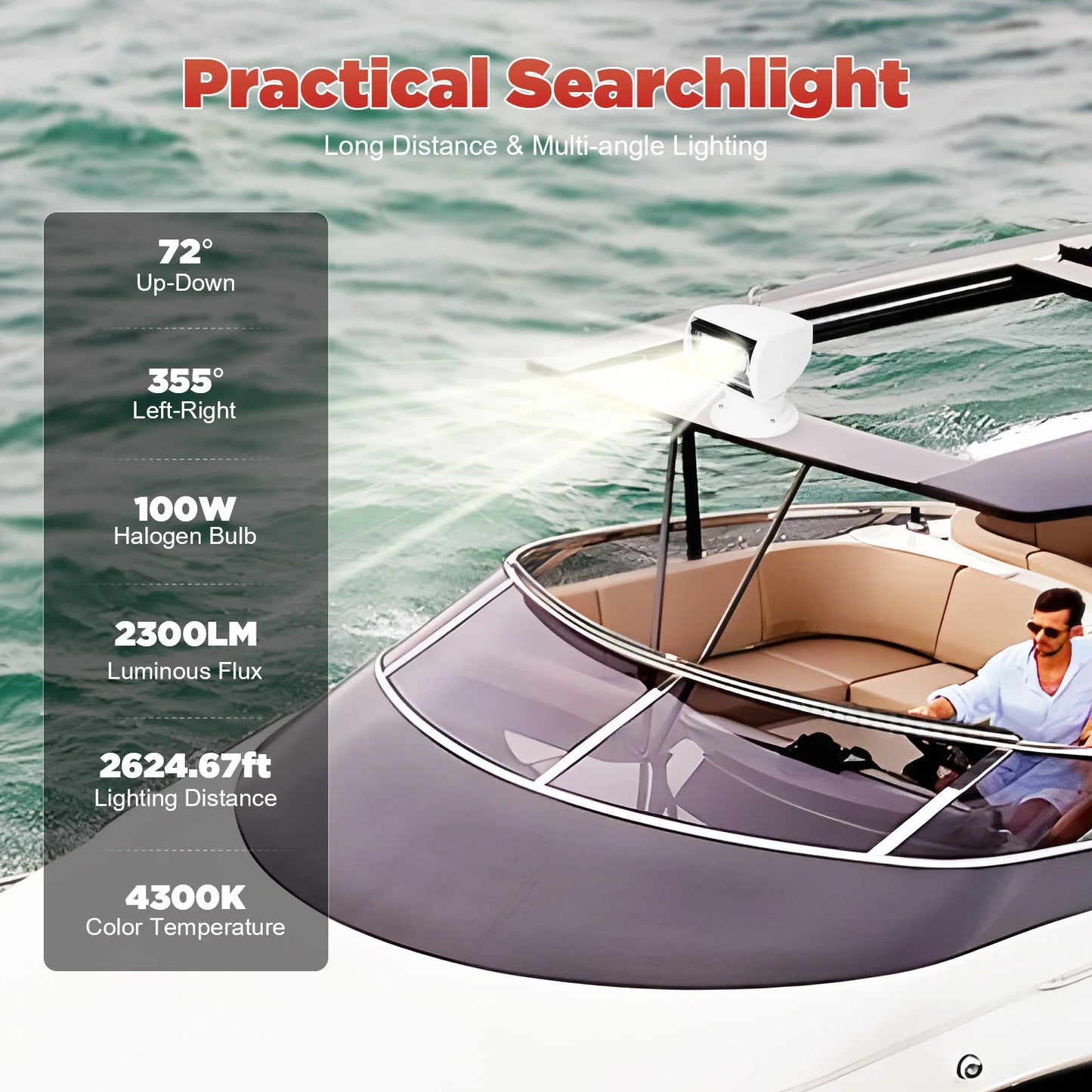 Boat Marine Searchlight| Multi-angled And Long-range Lighting Remote Control | DC 12V