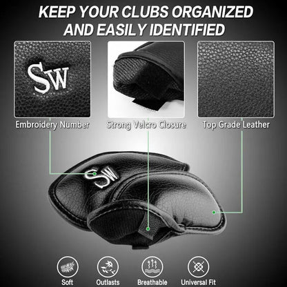 Golf Iron Head Covers Value Set of 12, Synthetic Leather