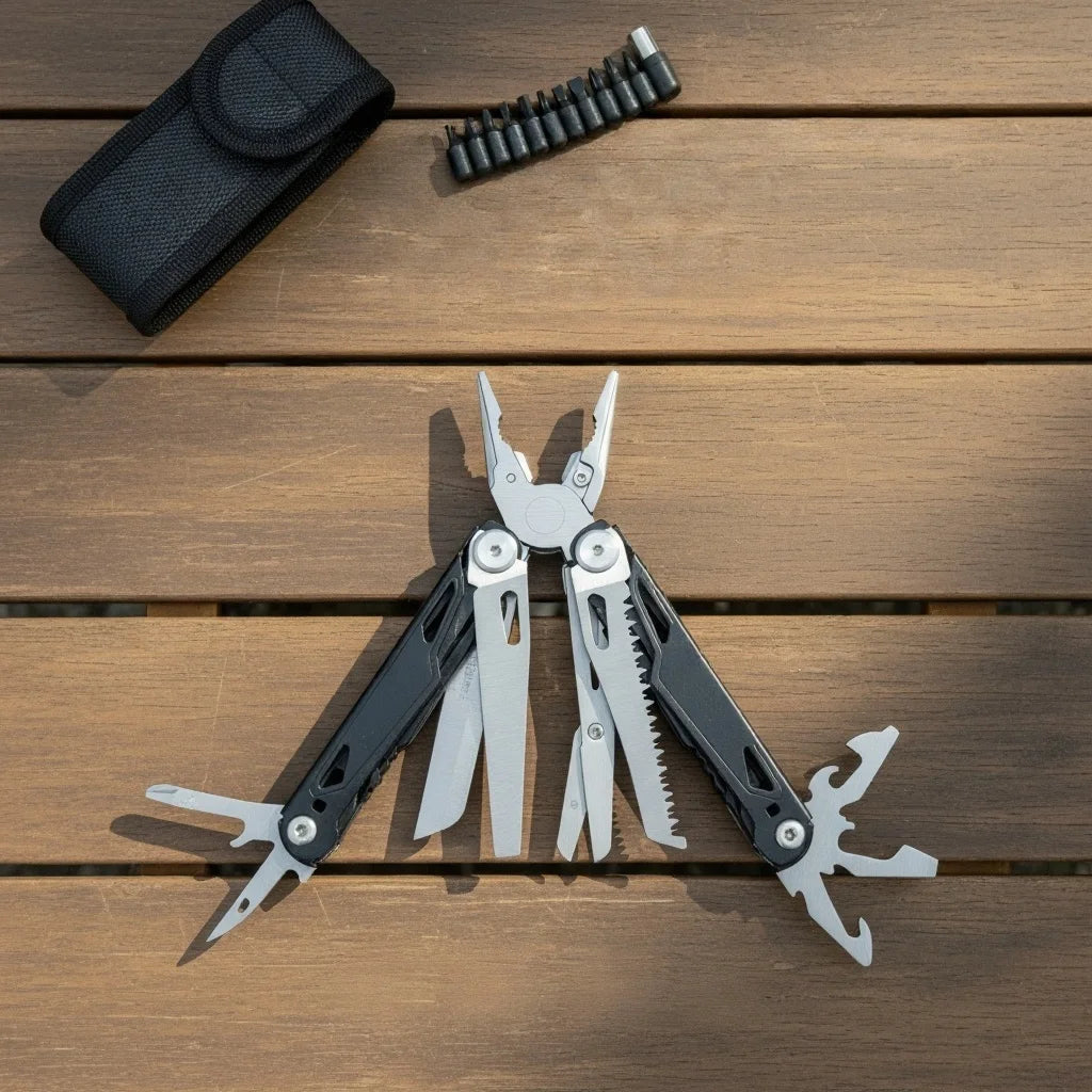 27 in 1 Multitool Pliers - Stainless Steel Survival Tool with Screwdriver/Saw/Spring Scissors