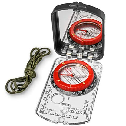 Boy Scout Sighting Compass - Adjustable Declination Mirror, Compass Base Plate,