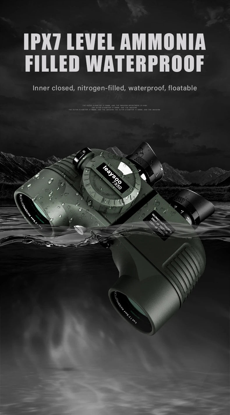7x50 HD Binoculars High Power Low Light Night Vision Binoculares with Directional Compass Rangefinder