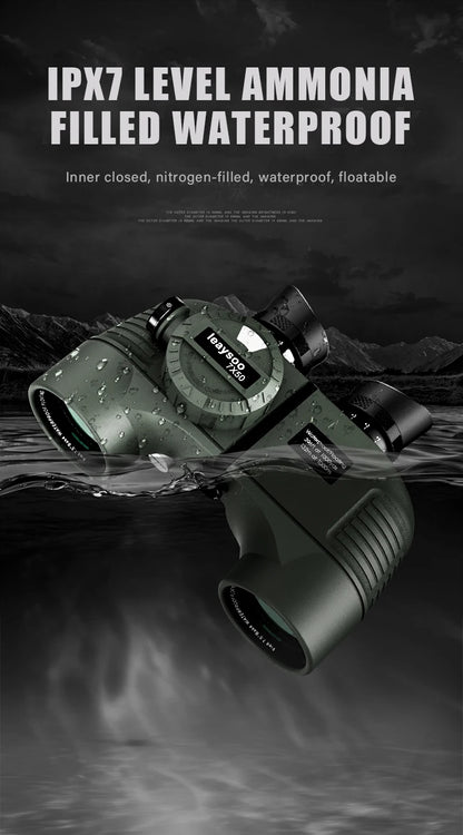 7x50 HD Binoculars High Power Low Light Night Vision Binoculares with Directional Compass Rangefinder