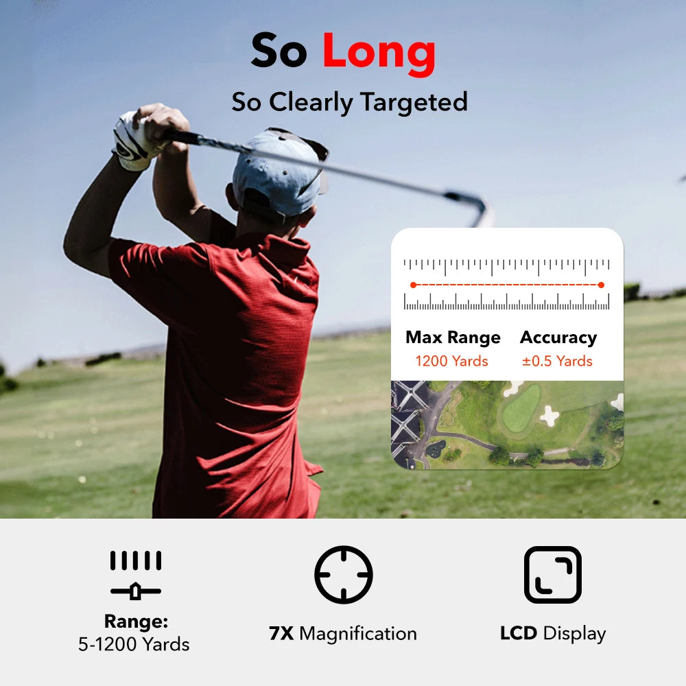 Golf Rangefinder with Slope1000M 1200 Yards Laser Range Finder 7X Magnification Rechargeable