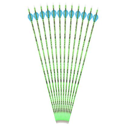 Archery Arrows 30 Inch Camo Mixed Carbon Spine 500 ID6.2mm with Rubber Vanes