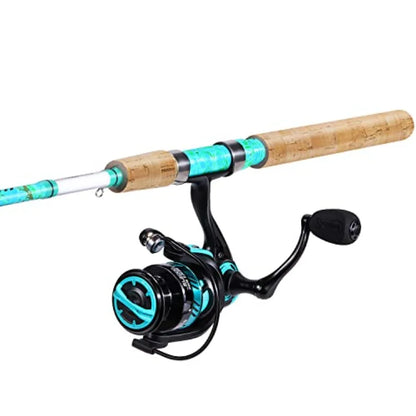 Fishing Rod and Reel Combo, 2-Piece 5-Foot 6-Inch Graphite and Fiberglass Rod, Durable and Strong, Quickset Anti-Reverse Fishin