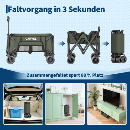 Camping Trolley Heavy Duty Portable Collapsible Festival Cart with All Terrain Wheels