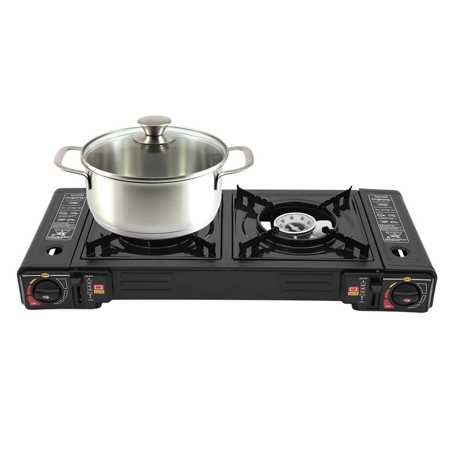 Portable Camping Stove with Storage Case, 2 Burner Outdoor Cooking System