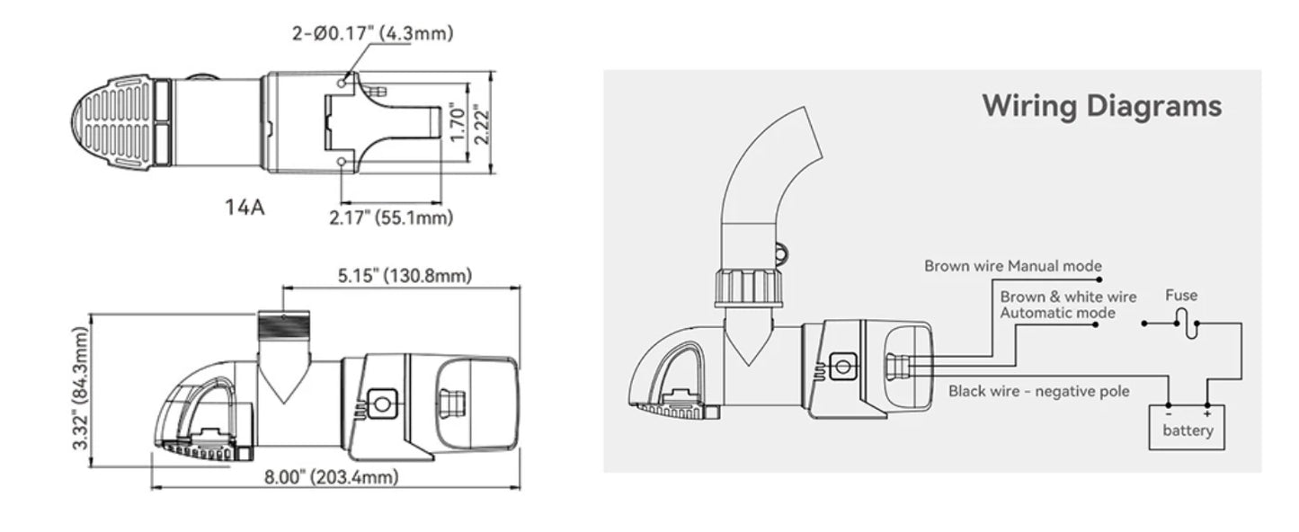 12V 1100 GPH Automatic Low Profile Water Sensing Bilge Pump | Compact Design, Check Valves, 360° Discharge