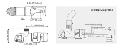 12V 1100 GPH Automatic Low Profile Water Sensing Bilge Pump | Compact Design, Check Valves, 360° Discharge