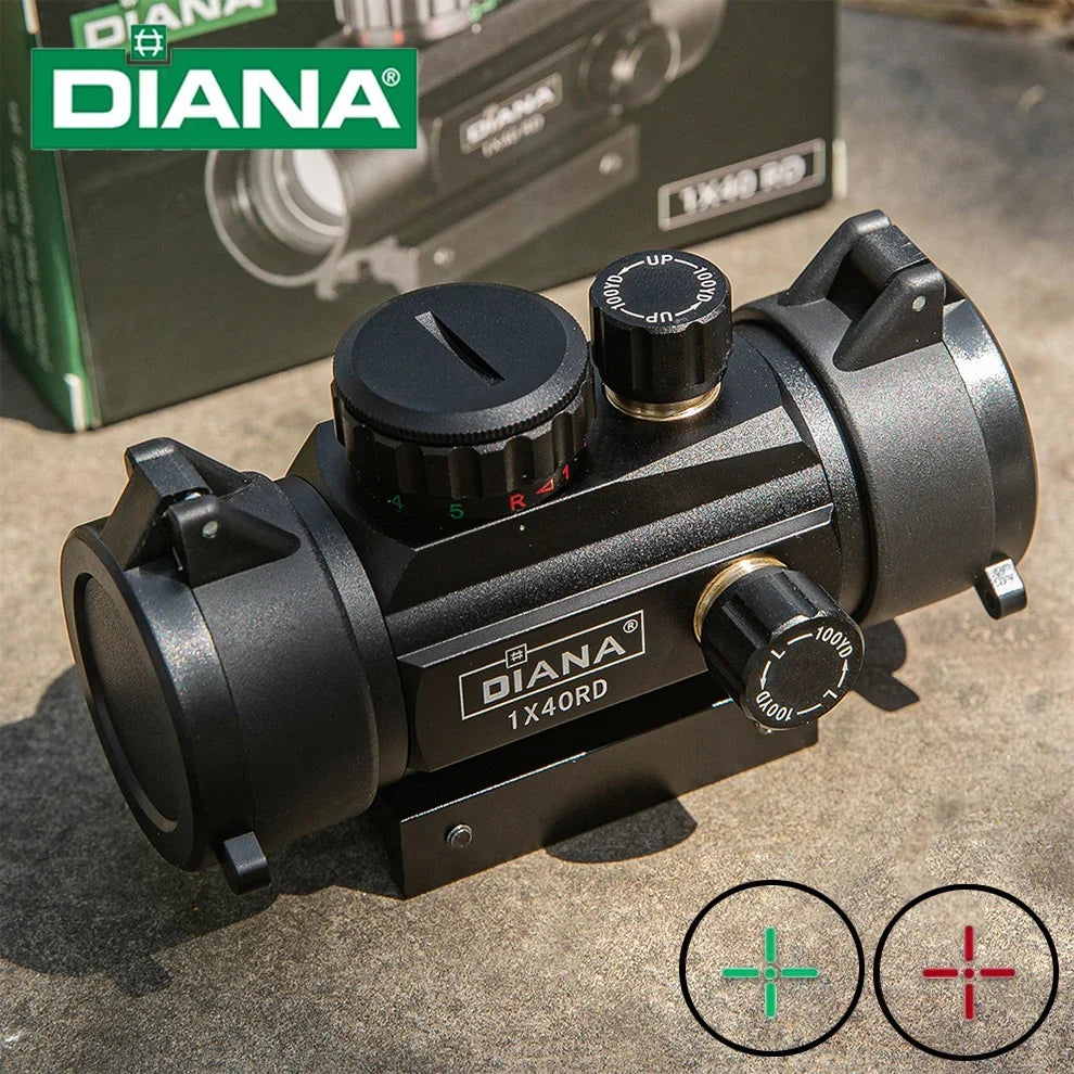 DIANA 1x40 Green Red Dot Scope Optics with 11/20mm Mount Outdoor Optical Tool Riflescope