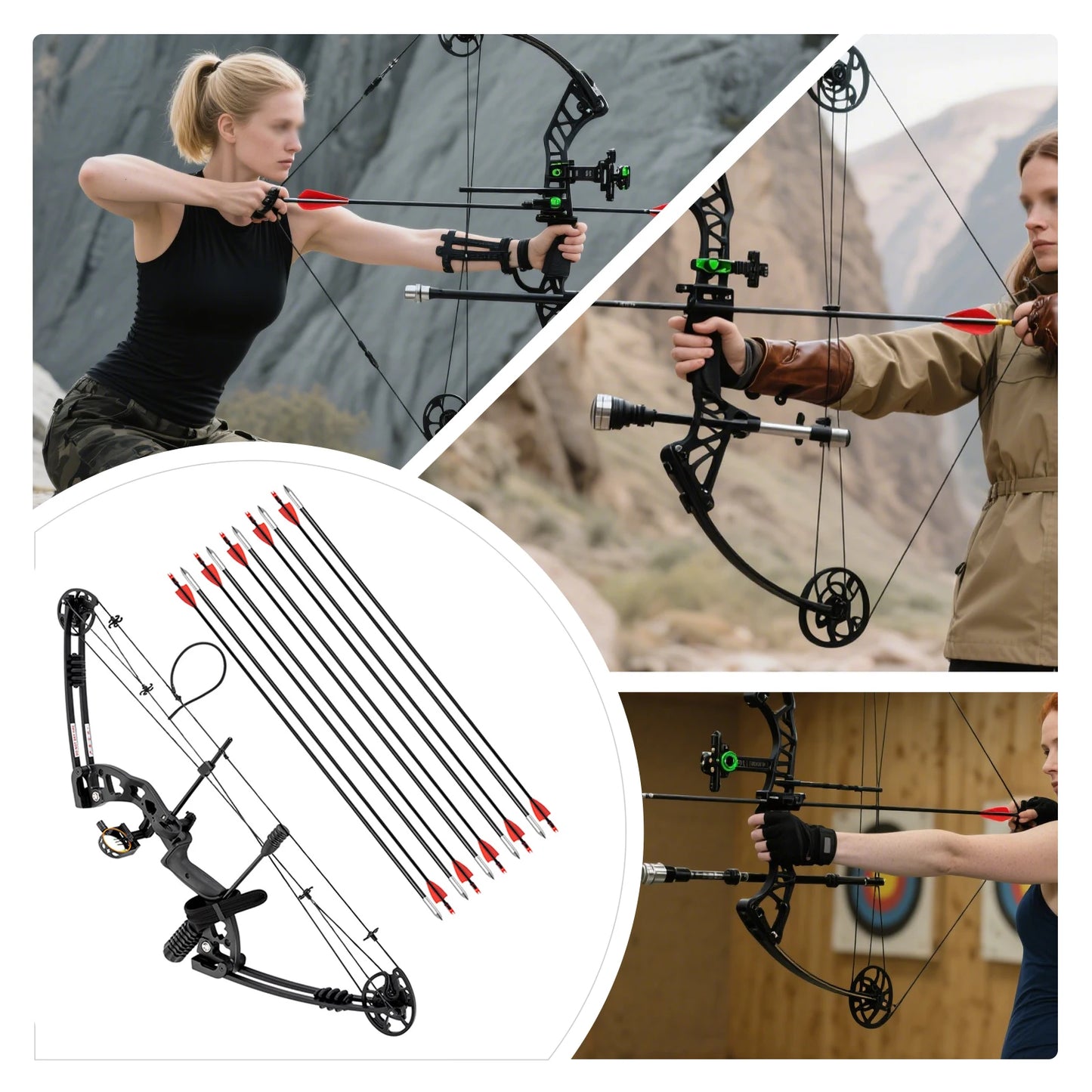 Compound Bow For Adults, Right Hand, Hunting Kit: 3 Pin Lighted Sight For ] Hunting, Training