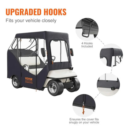 GOLF Cart Enclosure, 600D Polyester Driving Enclosure with 4-Sided Transparent Windows,