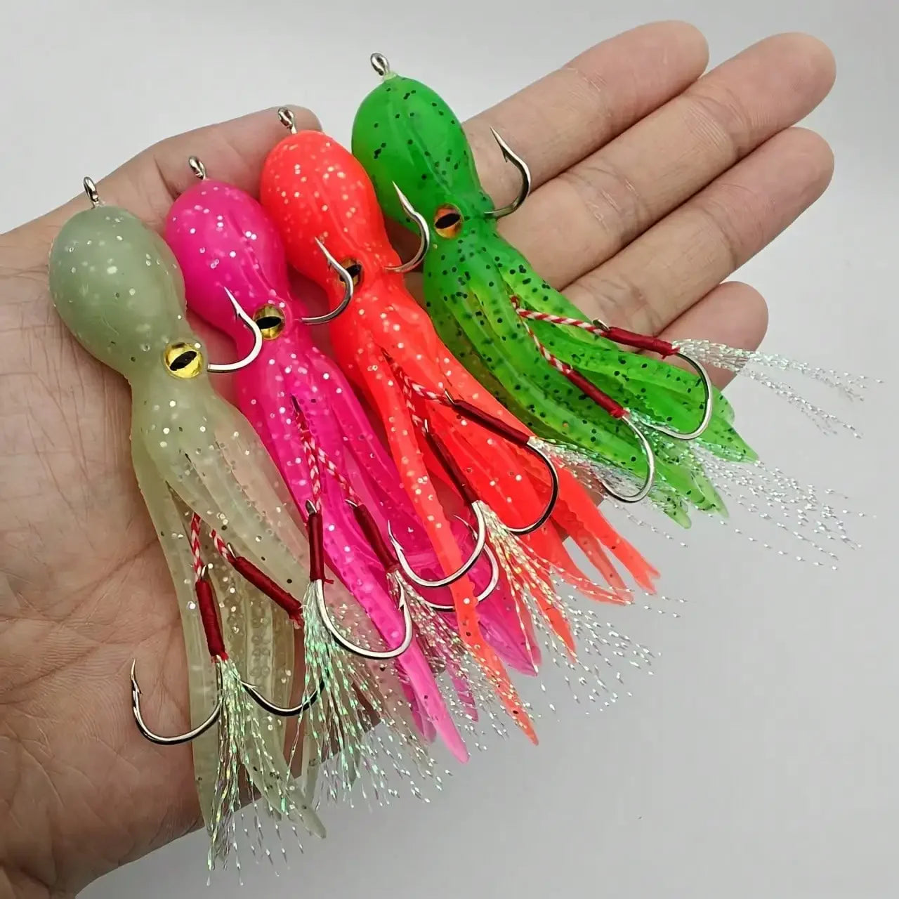 2pc/3pcs/4pcs Slow-Sinking Octopus Soft Bait With Hook, Artificial Lure For Sea Fishing, Freshwater Bait