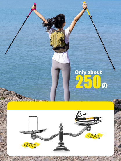 PRIMITIVE Walking Stick 3 Sections Foldable Ultralight Aluminum Alloy Hiking Pole Quick Open Outdoor Travel Hiking Trekking Pole